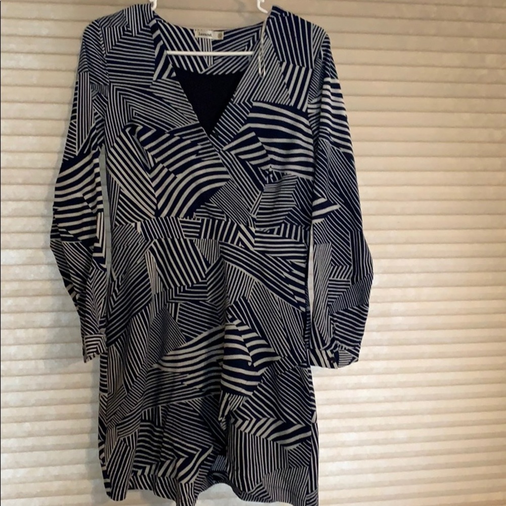 Blue and white striped dress